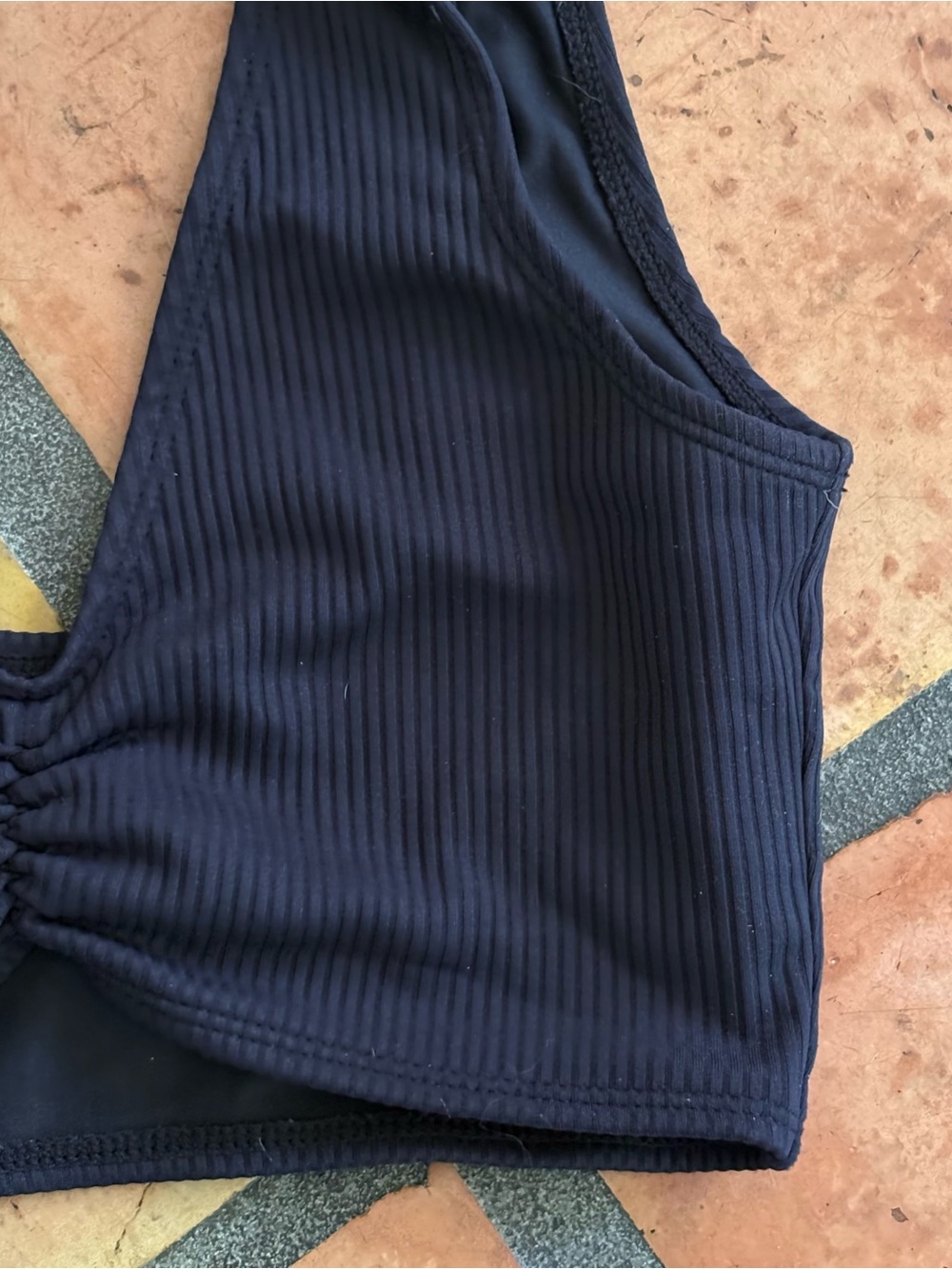 Black Ribbed Tank Bikini Top - Picture 3 of 5